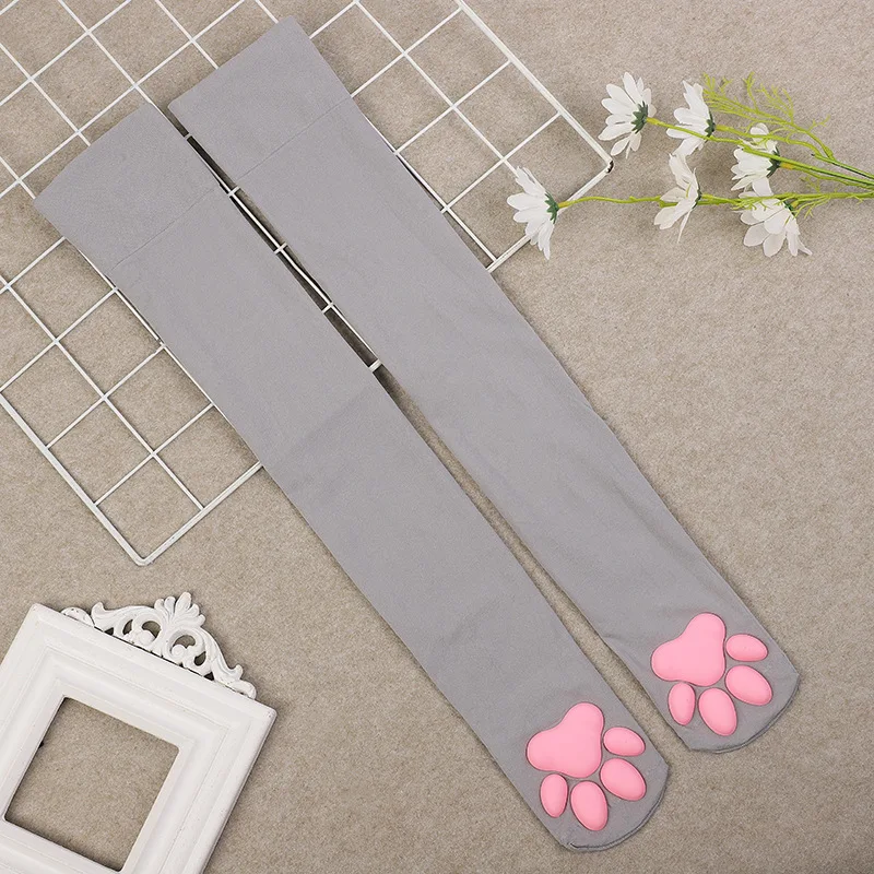 3D New Kitten Claw Stocking Lolita Soft Cotton Pawpads Anime Cosplay Girl Gift Thigh Sexy Cute Solid Pink Paws Pad Kawaii Socks