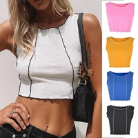 streetwear popular round neck sleeveless camisole breathable vest contrast color for daily wear