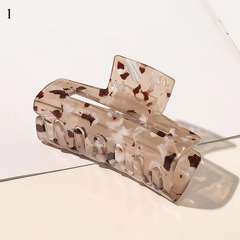 Leopard Hair Claws Geometric Acetate Grab Clamp Banana Clip Accessories Vintage Resin Large Square Hairpins |