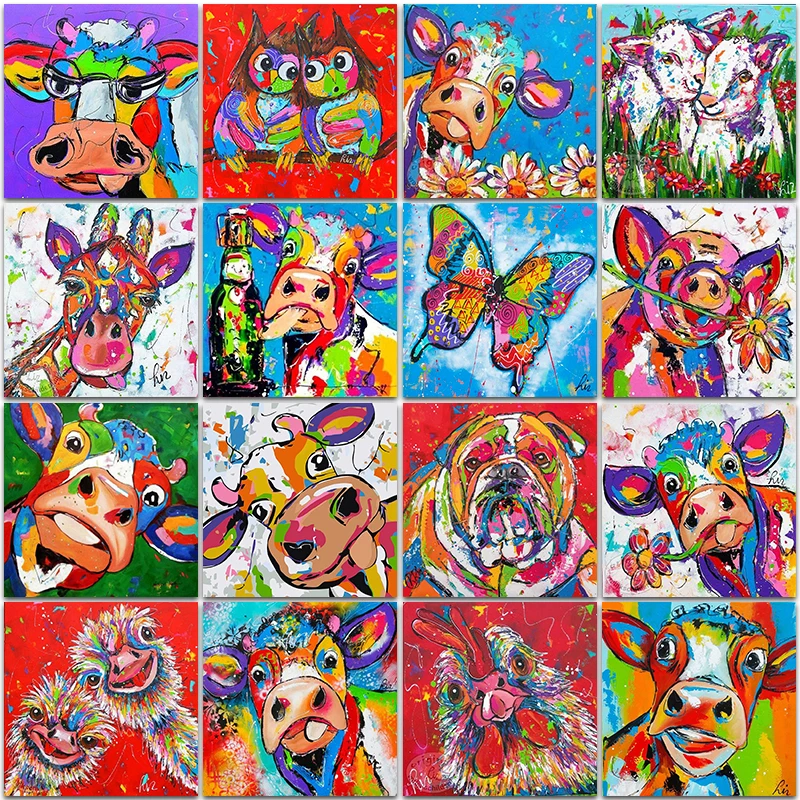 

5D DIY Diamond Painting kit animal Color cow giraffe ostrich dog Full Square&Round mosaic embroidery Cross stitch home decor Art