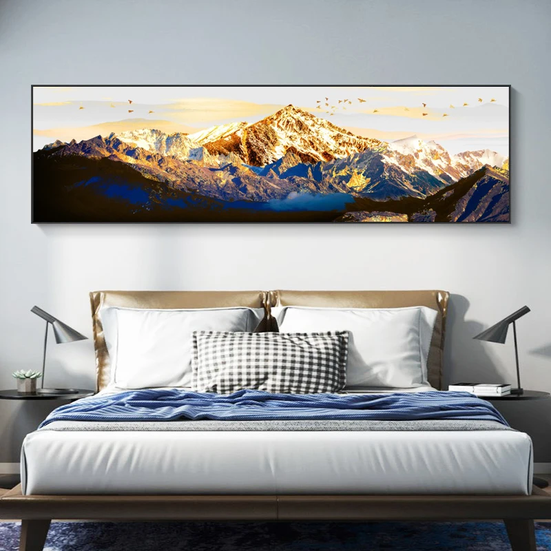 

Classic Golden Mountains Oil Painting On Canvas Posters and Prints Abstract Wall Art Pictures for Living Room Cuadros Home Decor
