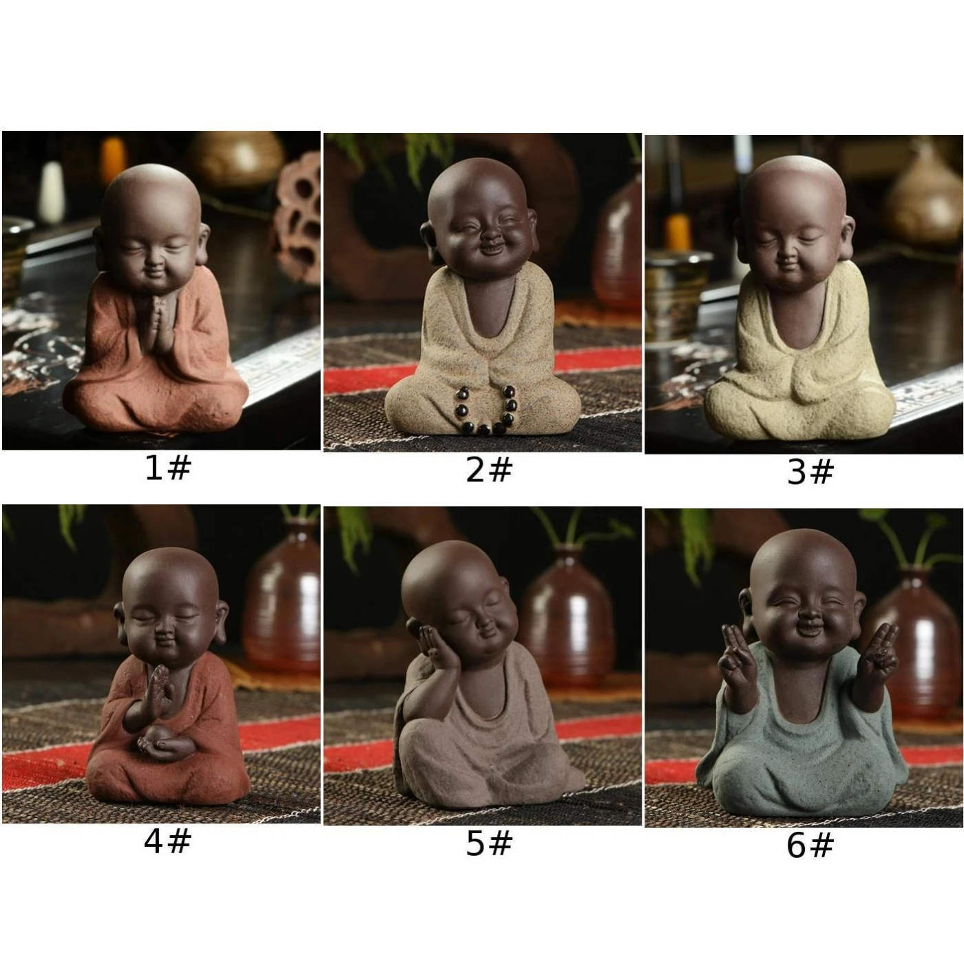 Буддийский маленький монах Статуэтка орнамент цветной песок декоративная ваза