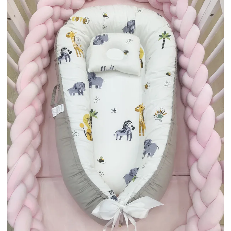 

Baby Nest Bed for Boys Girls Newborn Bed Washable Crib Mattress Removable Travel Baby Crib Infant Toddler Cotton Cradle Bumper