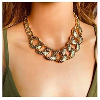 modern jewelry big chunk chain necklace popular design hot selling gold color women necklace for girl lady gifts