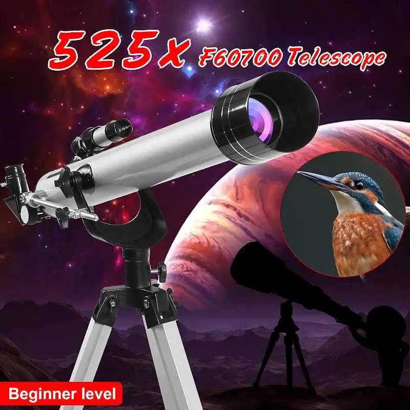 

HOT F60700 525x High Magnification Astronomical Refractive Telescope 3Pcs Eyepieces And Tripod Space Observation Scope Gift New