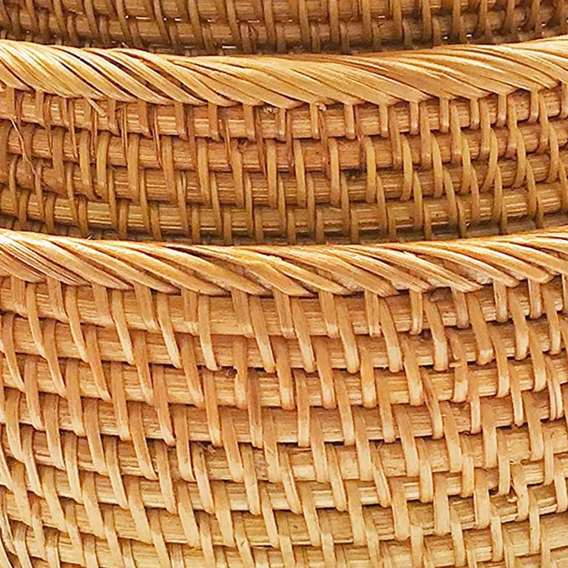 

Round Wicker Baskets Handwoven Fruit and Vegetable Storage for Serving Bread Rattan Decor Basket Stackable Set of 3
