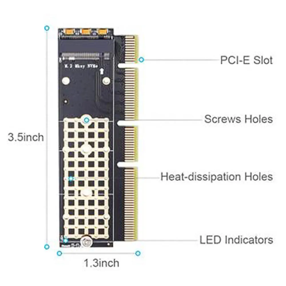 M.2 NVME PCIE для M2 адаптер Светодиодный Накопитель SSD с протоколом x16 карты расширения