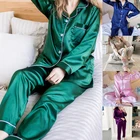 Осенний пижамный комплект Женская искусственная шелковая женская ночная рубашка женская пижама 2 предмета атласная пижама Домашняя одежда 2022