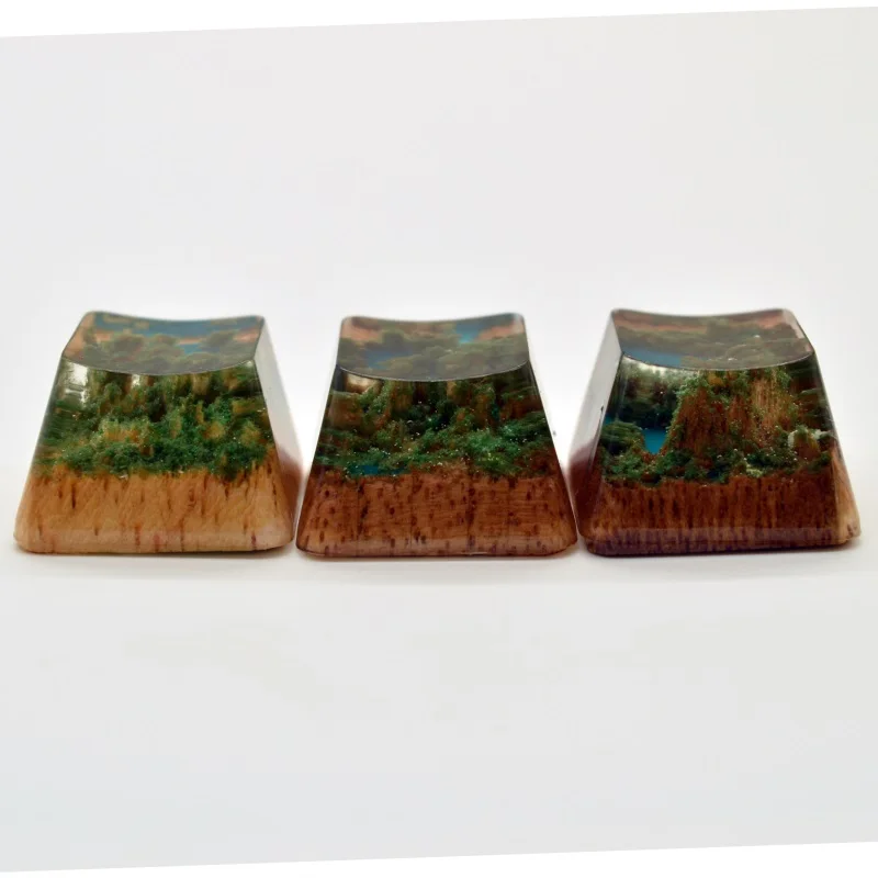 

Прозрачный колпачок для ключей от производителя, колпачок для ключей из смолы с изображением зеленого водяного замка, креативный персонализированный колпачок для ключей ручной работы