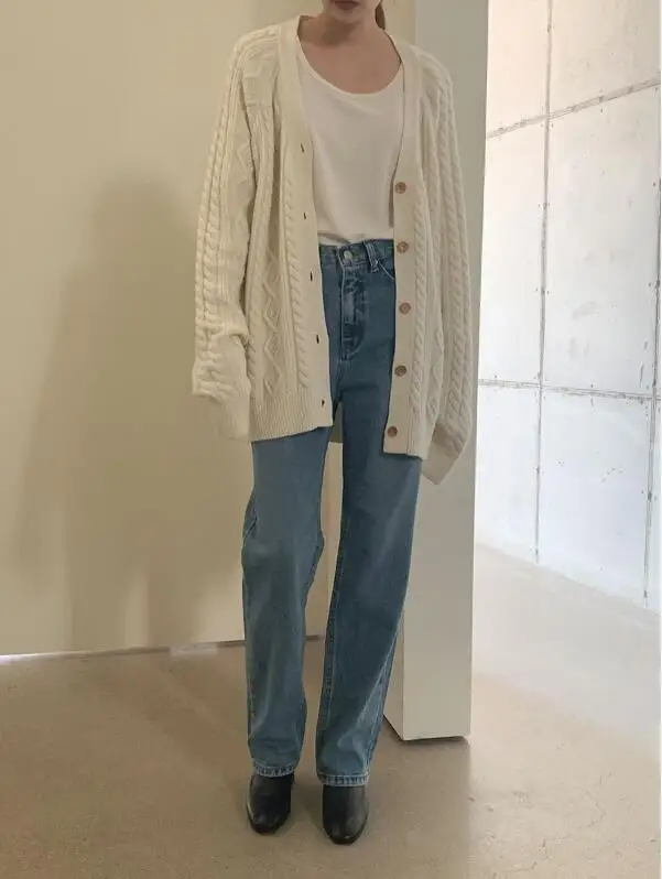 

The new south Korean long knitting cardigan sweater in chic