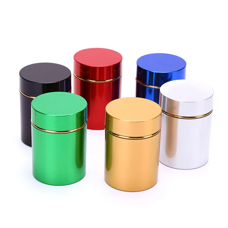 

1pc Plastic Herb Stash Metal Sealed Can Tea Strage Bottles Jars Boxes Smell Proof Container 70ML