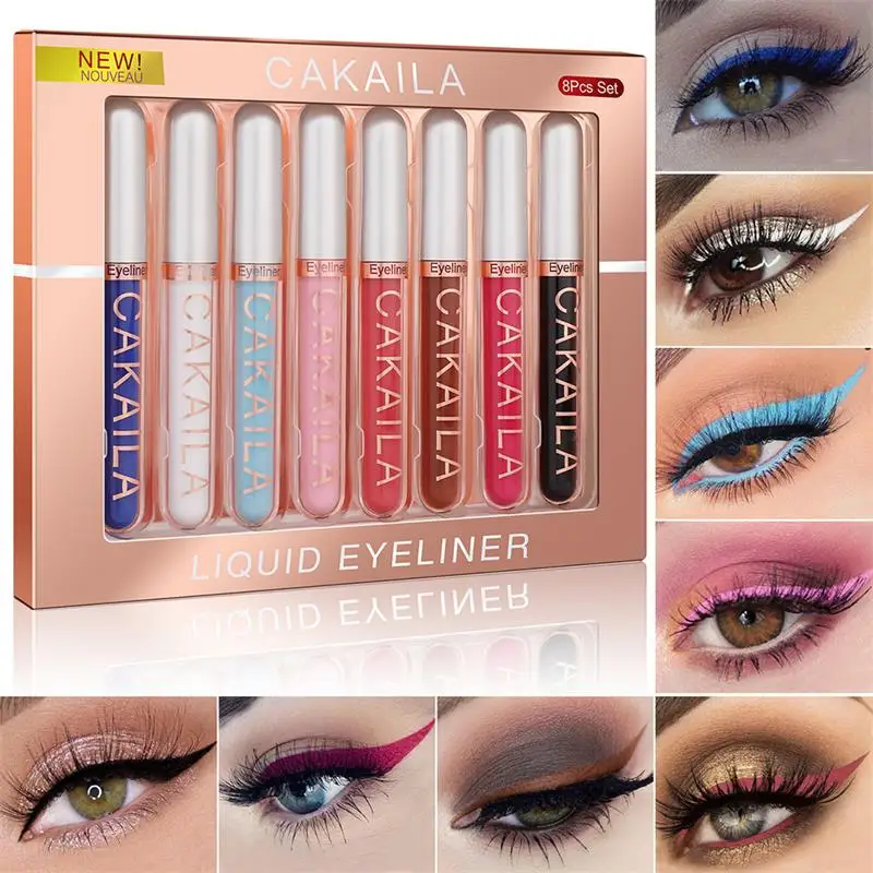 

8 Pcs/Set Metallic Liquid Eyeliner Shimmer Glitter Matte Quick-drying Waterproof Long-lasting Non-smudge Eye Makeup Cosmetics