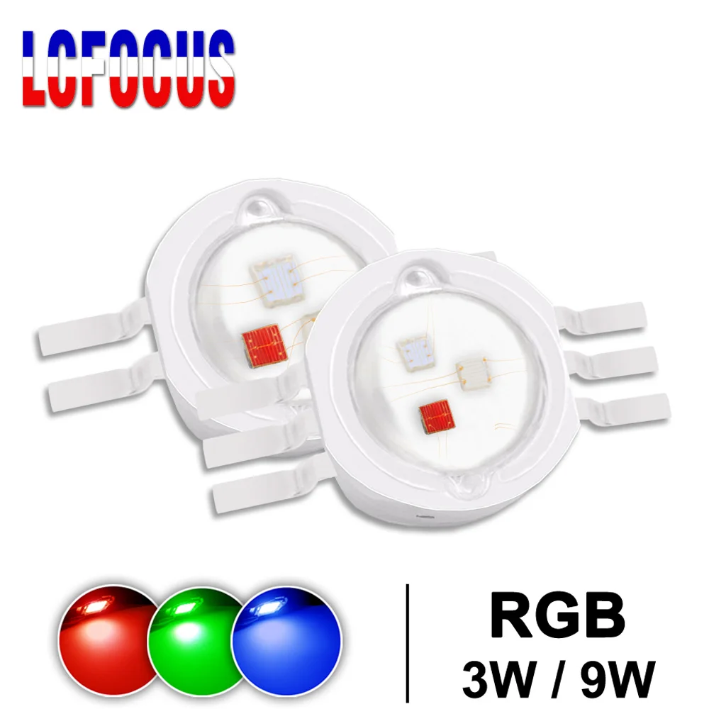 Высокое качество 3 Вт 9 RGB светодиодный COB диодный чип красный зеленый синий полный