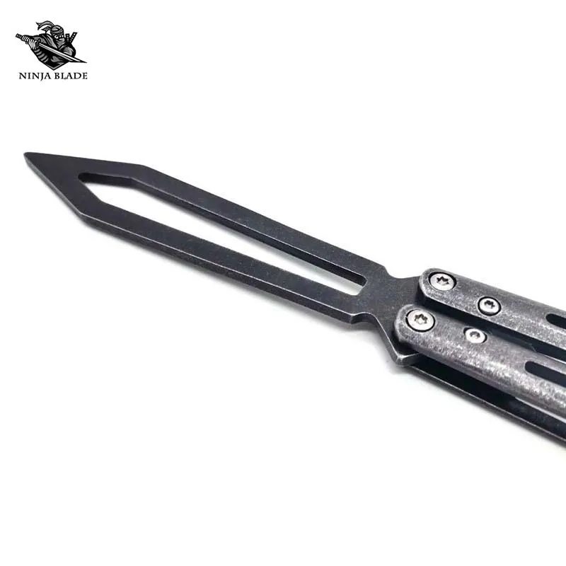 Черный длинный тренировочный нож-бабочка для начинающих балисонг с матовым