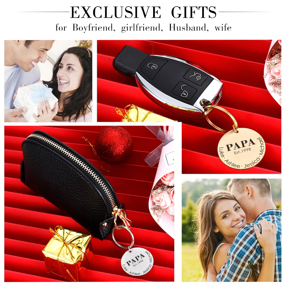 

Fathers Day Gifts Personalized Kids Name Keychain Papa Est Dad Birthday Key Chain for Daddy Step Dad Keyring Gift for Father