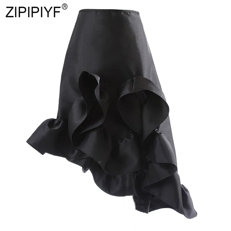 

Women 2021 Summer Long Fishtail Skirt Celmia Elegant Ruffed Solid Loose Skirts Fashion High Waist Irregular Hem Skirts B275