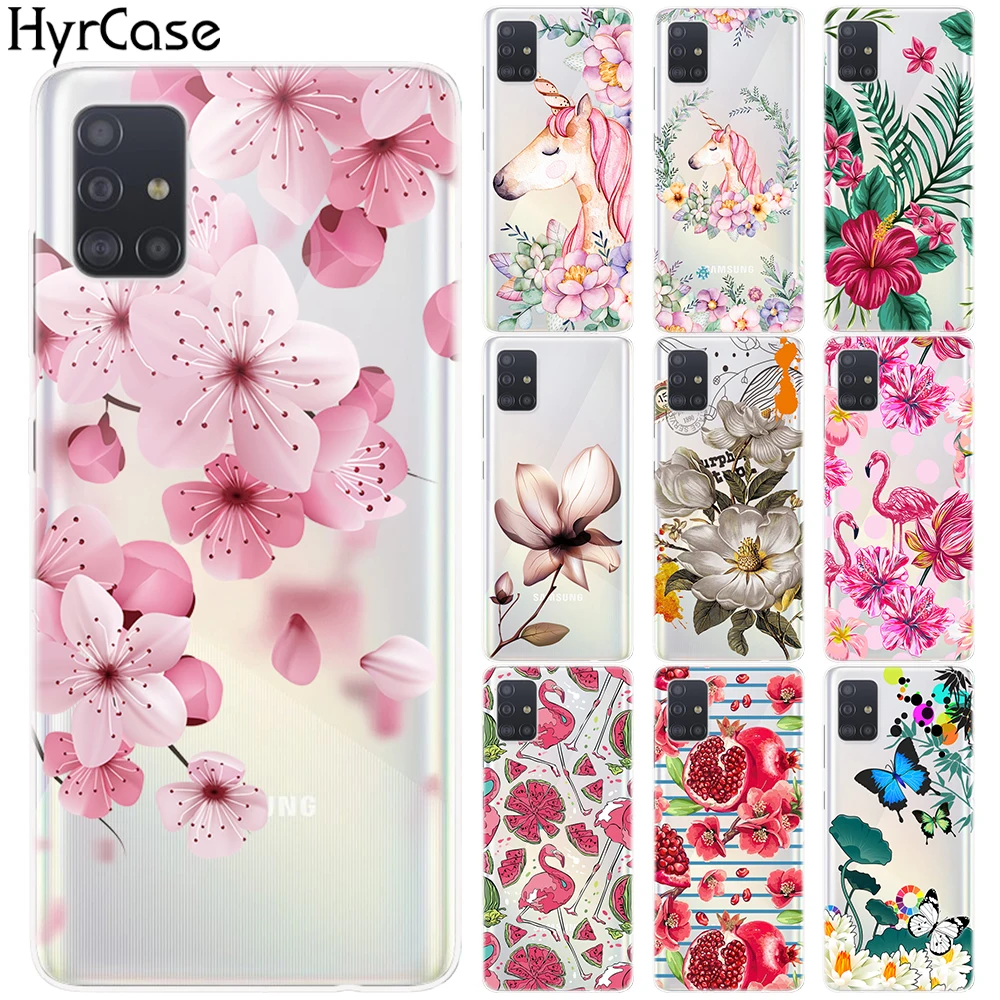 Силиконовый чехол с фламинго единорогом цветочным рисунком для Samsung A51 A71 A01 A91 A81 S20