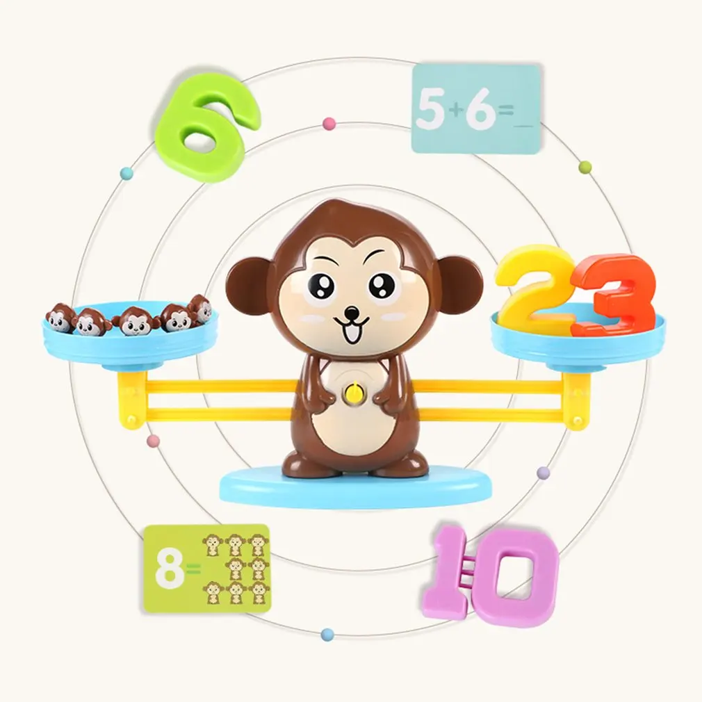 

2020 HOT Match game Monkey Match Math Balancing Scale Number Balance Game Children Educational Toy to Learn add and subtract