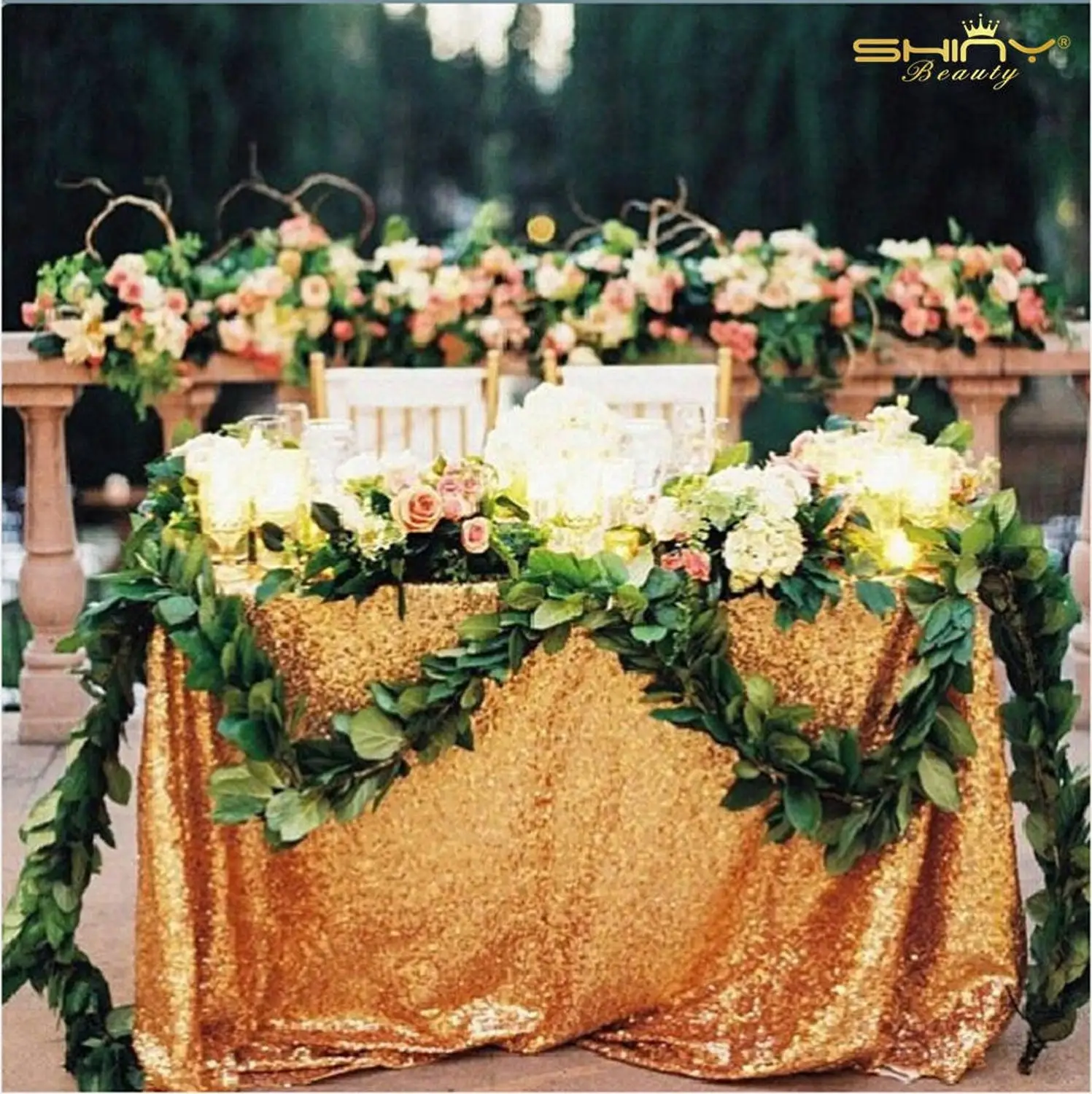 Gold ShinyBeauty 90x132-Inch-225x330CM Квадратная бирюзовая скатерть с блестками, сверкающий стол с блестками-больше вариантов цвета-R - Цвет: Gold