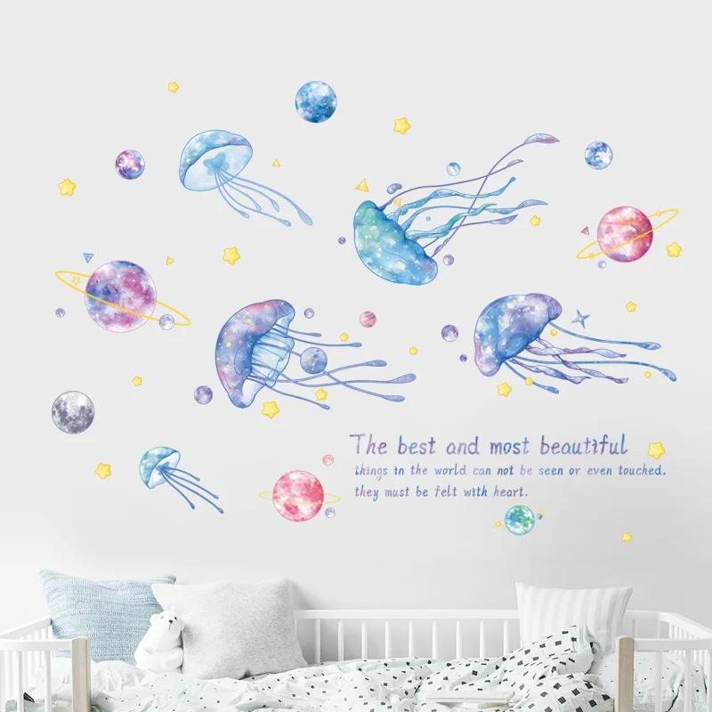 

Multicolor Starry Sky Jellyfish Wall Stickers for Kids room Bedroom Nursery Wall Decor Bathroom Waterproof Wall Decal Home Decor
