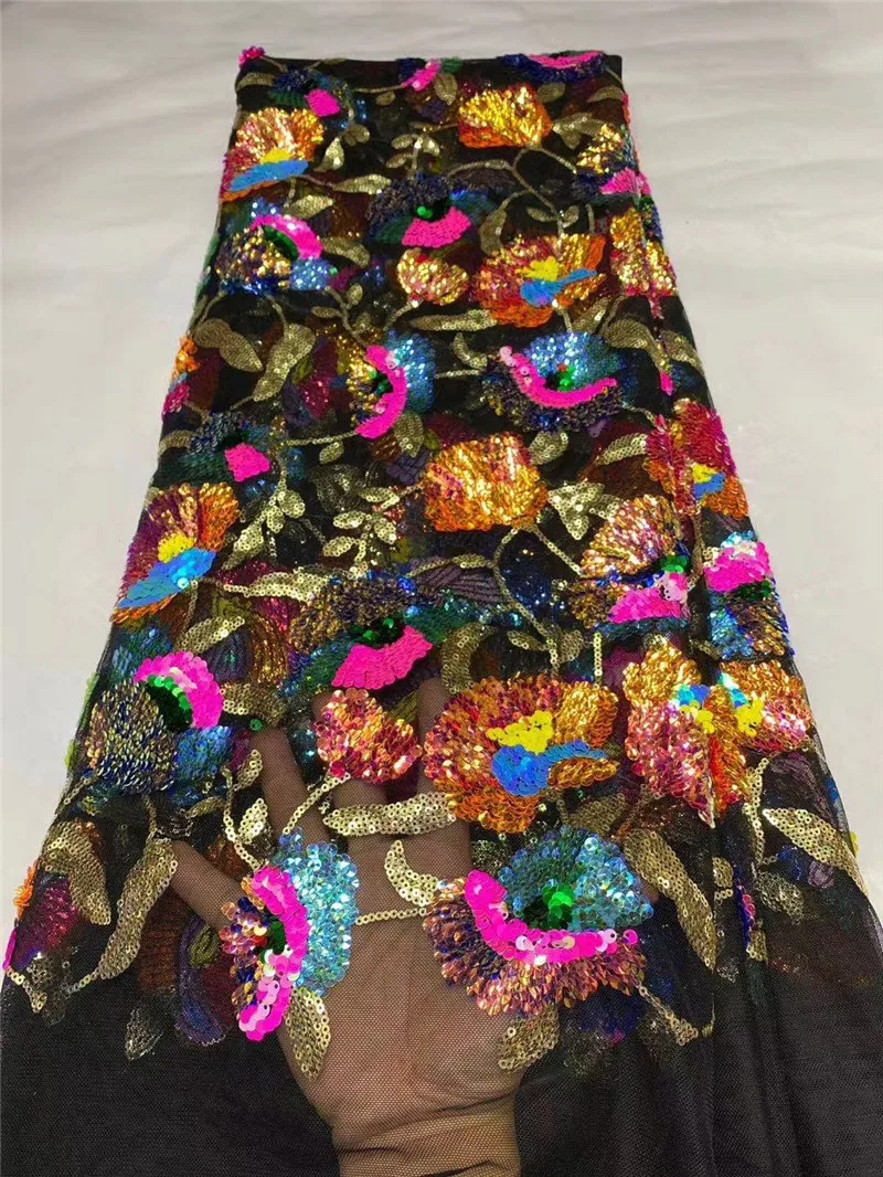 Яркие блестки цветы модный дизайн искусственная Тюль Вышивка французская Сетка