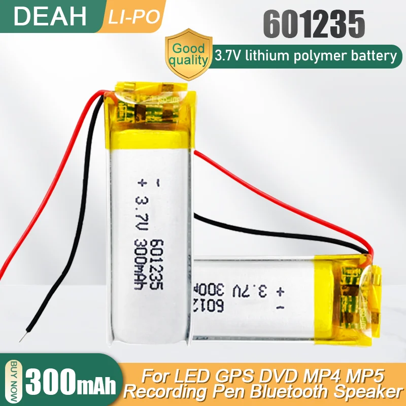 601235 3 7 в 300 мА · ч Φ для MP3 MP4 GPS PSP Bluetooth-гарнитура ручка записи смарт-браслет Lipo Cell |