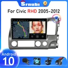 Автомагнитола Srnubi, Android 10, 2 Din, GPS, Wi-Fi, DVD, правый руль, для Honda Civic RHD 2005 - 2012