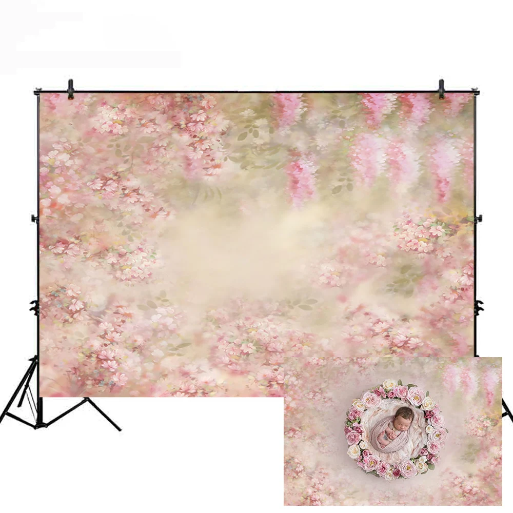 Фон для фотосъемки новорожденных с изображением цветов для студийной детской фотосъемки