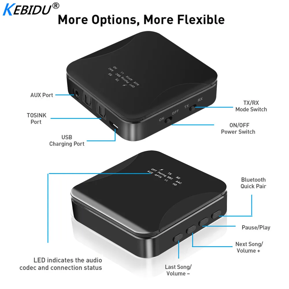 Беспроводной музыкальный адаптер APTX HD LL Bt приемник передатчика Bluetooth 5 0 разъем AUX 3