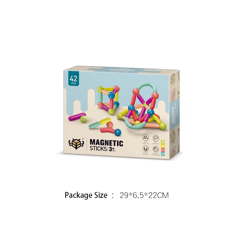

42pcs Big Size Magnetic Stick Construction Building Blocks Game Magnets Set Kids Magnets Childrenfor Magnetic Toy Bricks Gifts