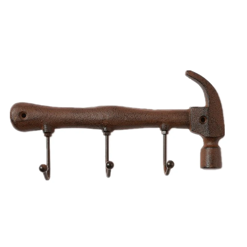 

1PCS American hanger 3 hook bracket retro towel hook hammer hanger protective wall metal key shape hanger ZP5061005