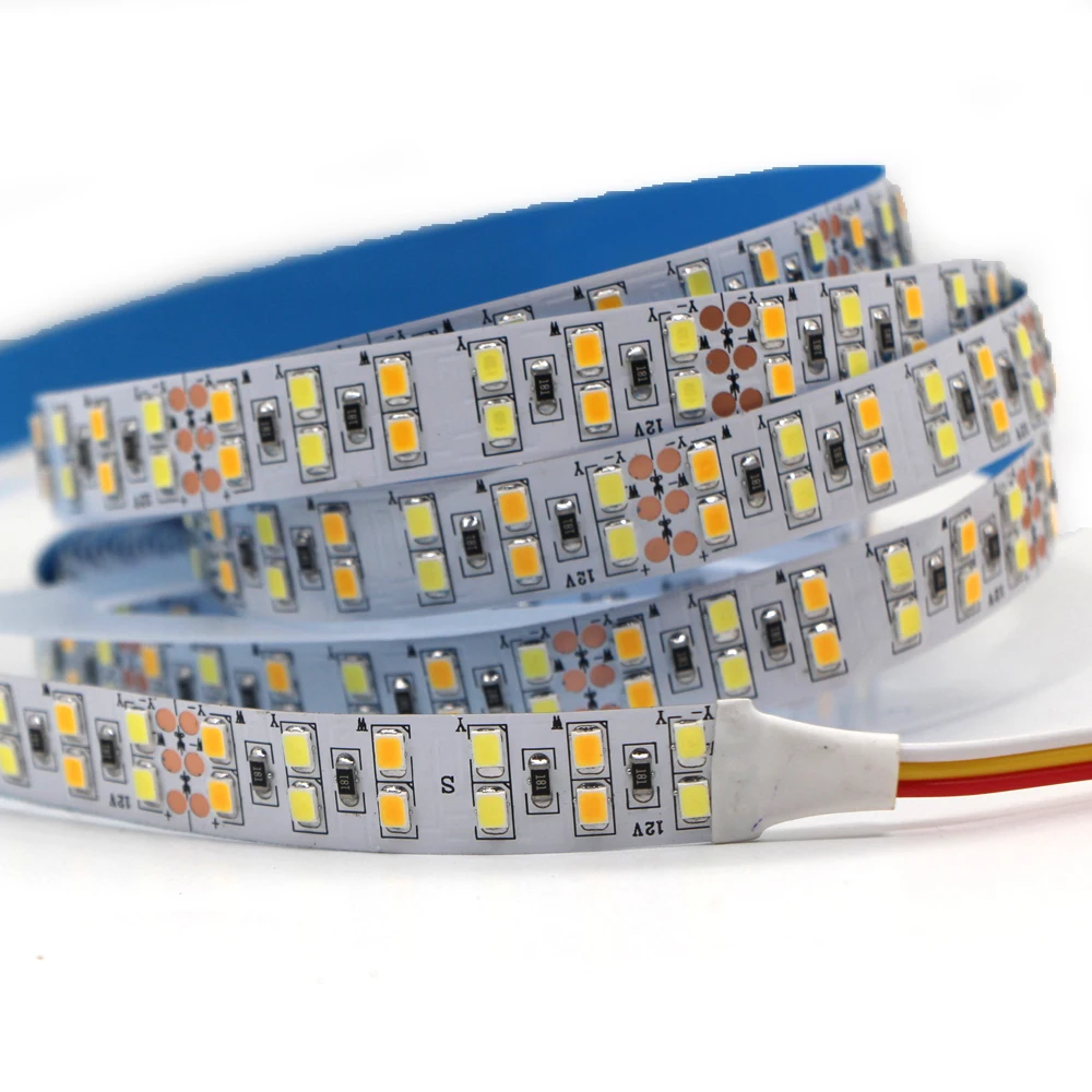 

Двухрядная Светодиодная лента 5 м с высоким CRI 95 + 240 светодиодов/м, двойной белый SMD 2835 CCT, Светодиодная лента с регулируемой цветовой температ...