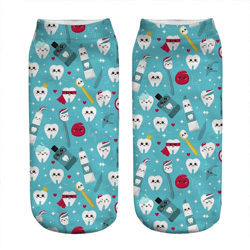 Носки женские в стиле Харадзюку с забавными зубчиками | Женская одежда