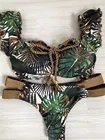 Панама бикини с принтом листьев, 2021, бикини, бразильский купальник, женский купальный костюм, купальщик, пляжный купальник, комплект бикини с рюшами, для пляжа