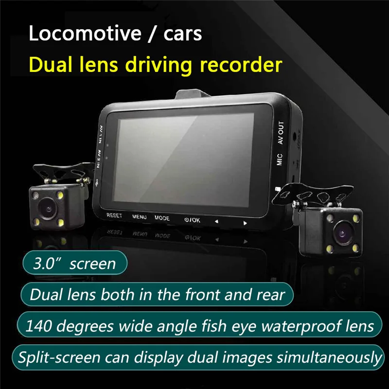 Видеорегистратор для мотоцикла 3 0 дюймов 1080P Двойной регистратор камеры HD g