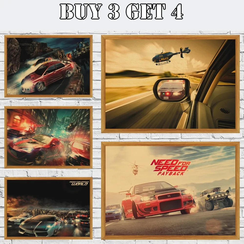 

Cool Supercar At The Starting Point Car Racing Game Kraft Paper Poster Room Dining Home Decor Wall Sticker