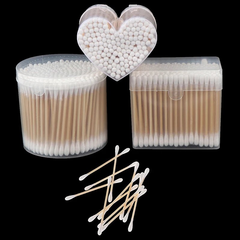 

150/200/300pcs Nose Ears Cleaning Double Head Cotton Swab Women Makeup Cotton Buds Tip For Medical Wood Sticks Health Care Tools