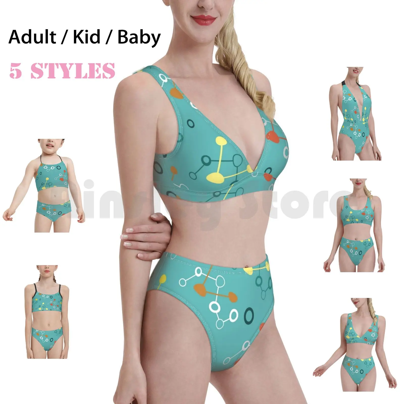 

Купальник бикини с высокой талией, бикини с бирюзовым узором среднего века в современном стиле