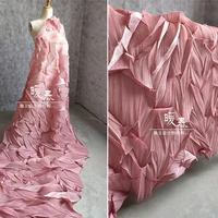 louver pleated fabric pink miyake folds diy patchwork background art painting decor skirts dress clothes designer fabric