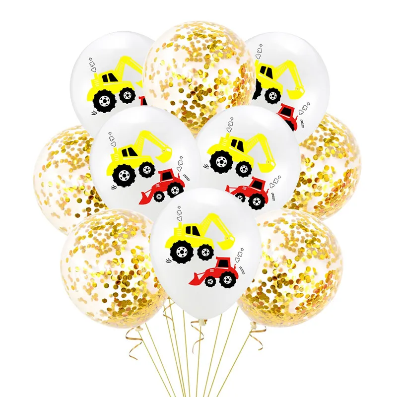 7 Cartoon Excavator Latex Balloon Cake Topper Construction Vehicle Banner Truck Balloon Car Theme Birthday Party Decor Supply - Цвет: 7