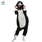 HKSNG животных Для Взрослых Черная Кошка Kigurumi пижамы для всей семьи с героями мультфильмов; Одежда на Хэллоуин вечерние костюмы с капюшоном; Лучший рождественский подарок