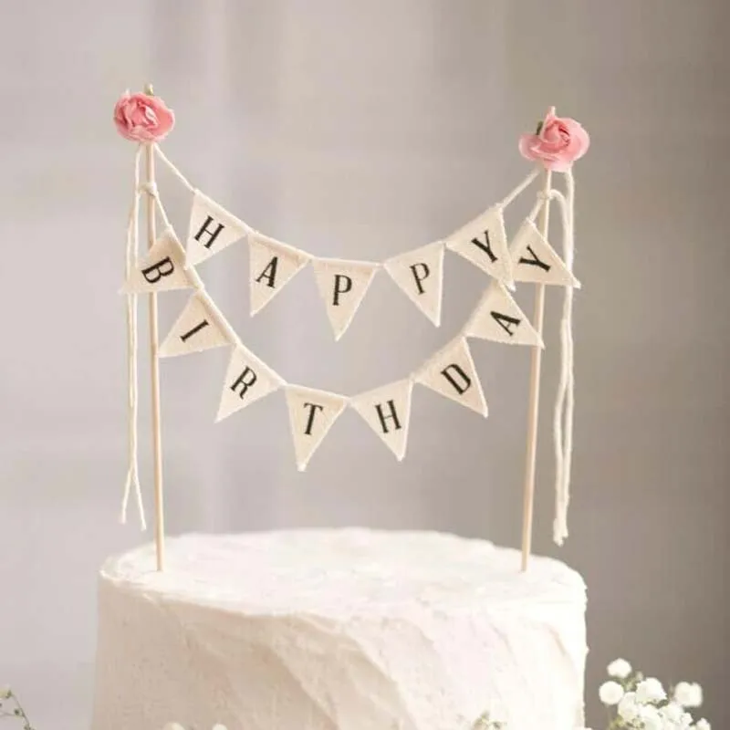 

1 set Happy birthday cake topper cake flags wedding birthday party cake decoration baby shower party supplies birthday banner