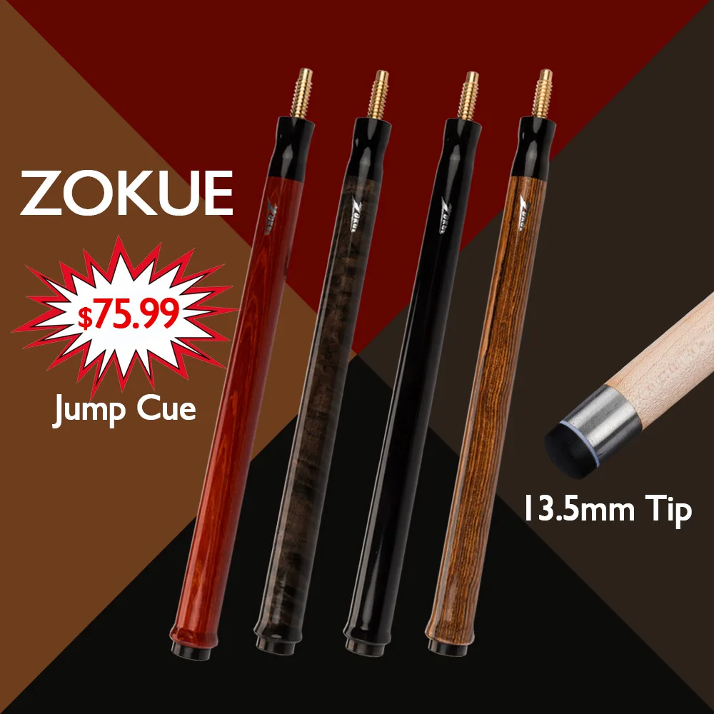 NEW ZOKUE Billiard Jump Cue 13.5mm Tip Hard Maple Shaft 108cm Length 4 Colors Professional Jump Stick Pool Cue for Dropshipping