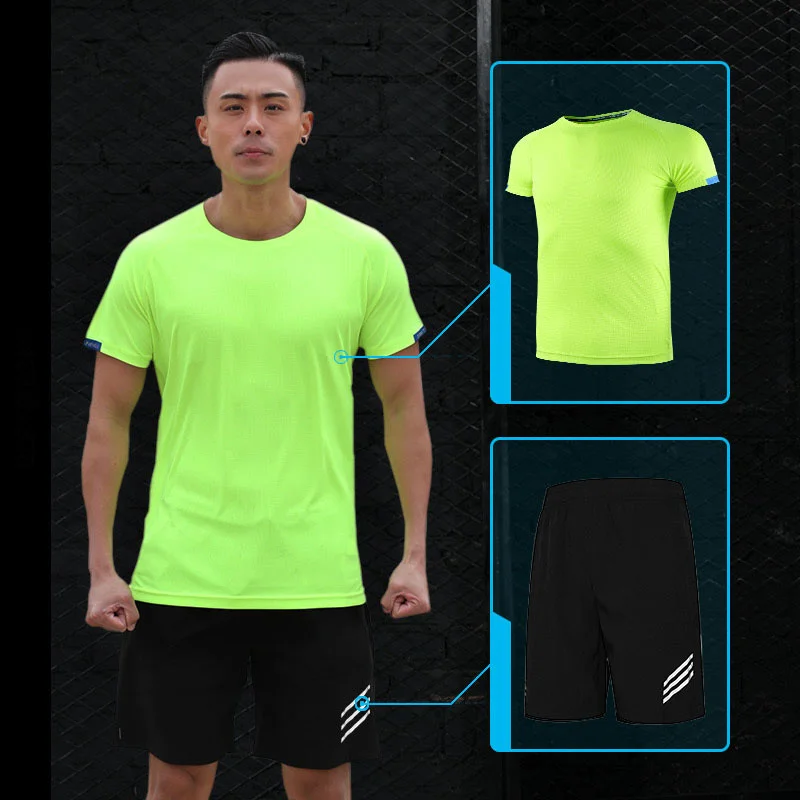 Short sleeve quick drying sports T-shirt suitable for running football basketball and tennis |
