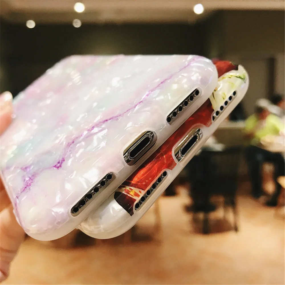 Глянцевый мраморный чехол для iphone 7X11, чехол с рисунком блестящей раковины, силиконовый чехол для iphone 6S 7 8 Plus X XR XS Max 11 Pro Чехол 11