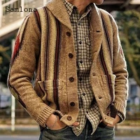plus size 4xl men autumn new knitted sweaters winter warm coats open stitch mens patchwork sweater hooded top cardigans 2021
