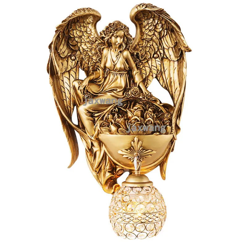 Современный светодиодный настенный светильник с золотым ангелом стеклянный
