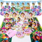 Набор украшений для дня рождения с изображением Доры, флагов и баннеров