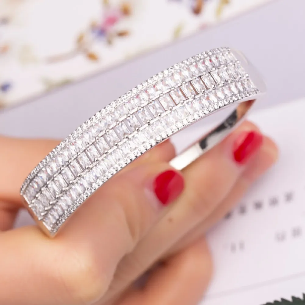 Роскошный браслет с квадратным камнем обручальный для женщин свадебные