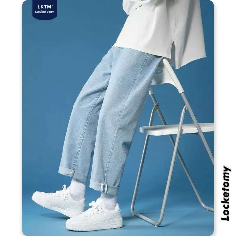 

Мужские джинсы Новинка Осень-зима в Корейском стиле тренд свободного кроя с прямыми широкими штанинами Папины брюки